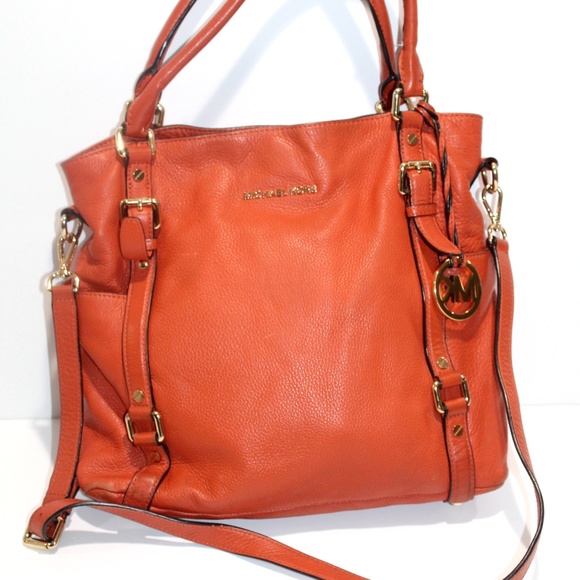 orange leather shoulder bag
